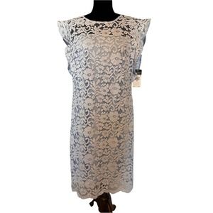 NWT Lauren Ralph Lauren Light Blue Lace Dress Size 16